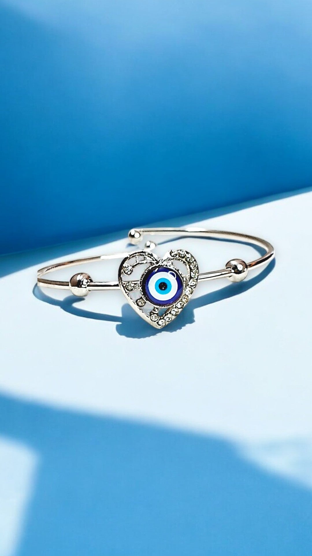 Evil Eye Heart Charm Bracelet