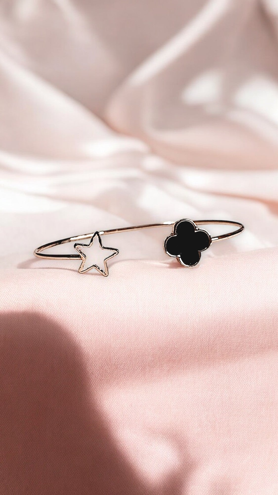 Celestial Bloom Black Enamel Bracelet