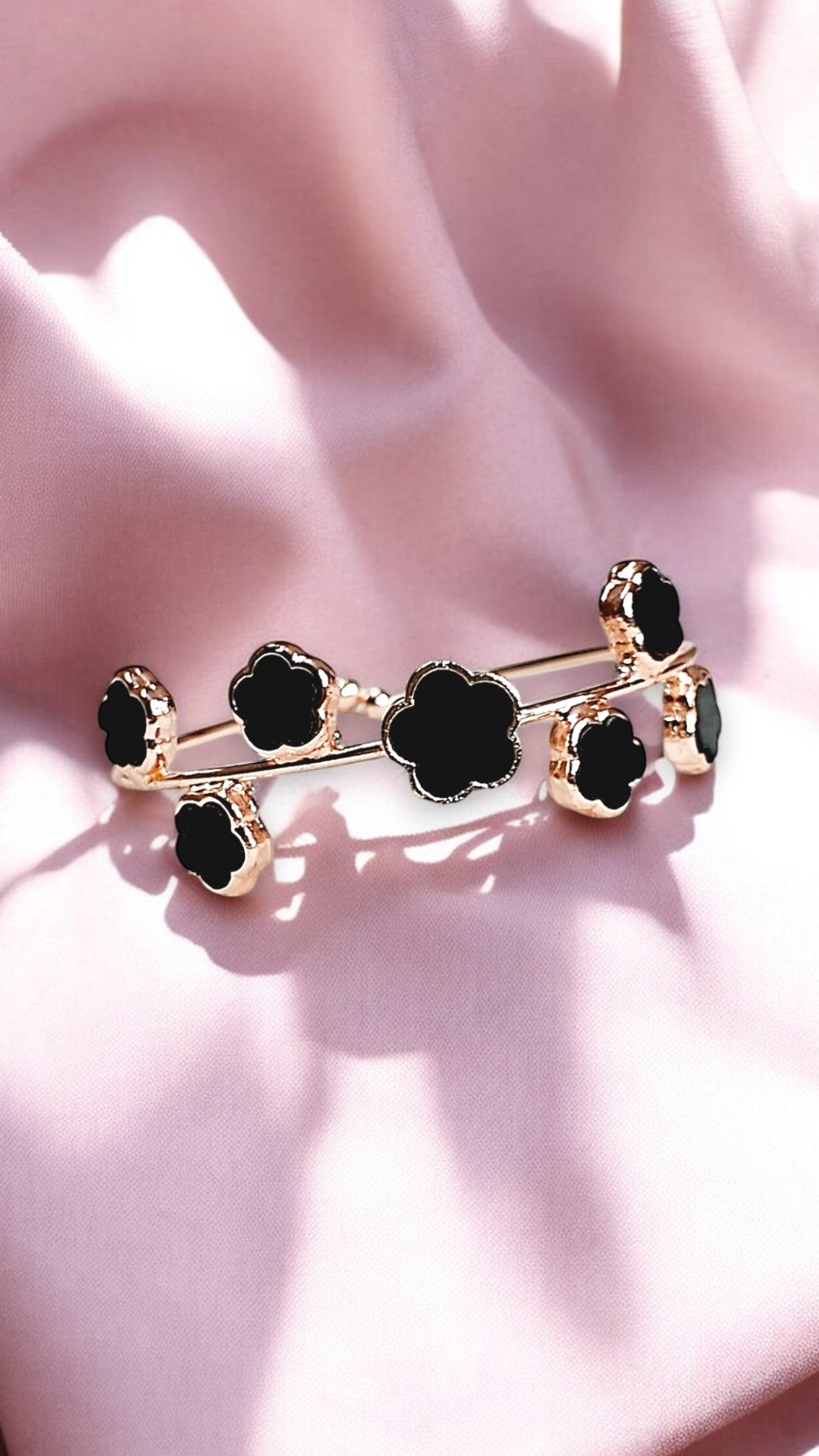 Black Enamel Floral Bracelet