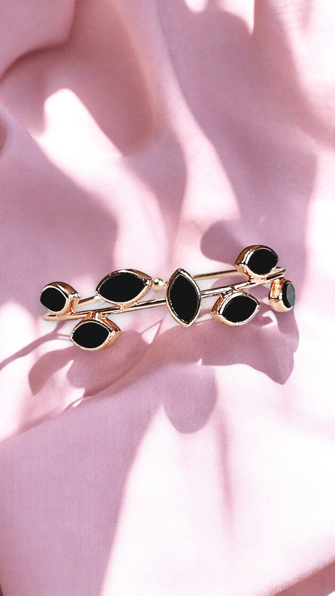 Leaf Noir Black Enamel Bracelet