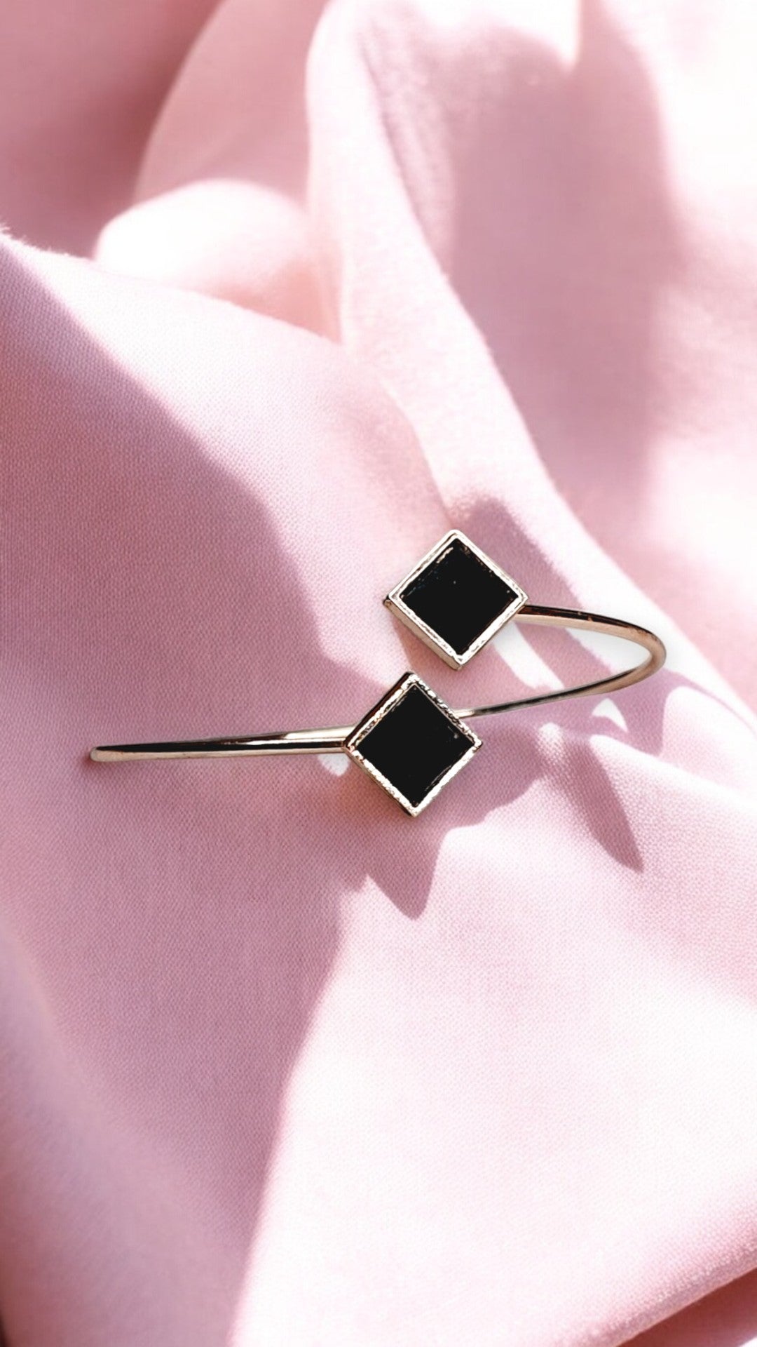 Bold Edge Black Enamel Bracelet
