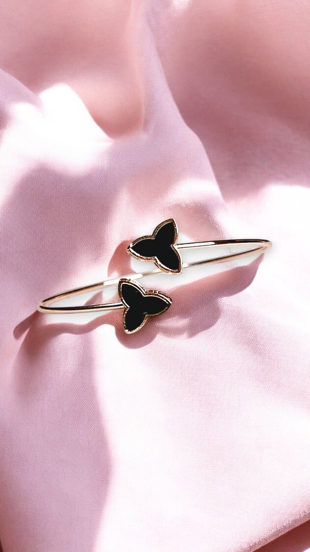 Triple Wing Black Enamel Bracelet