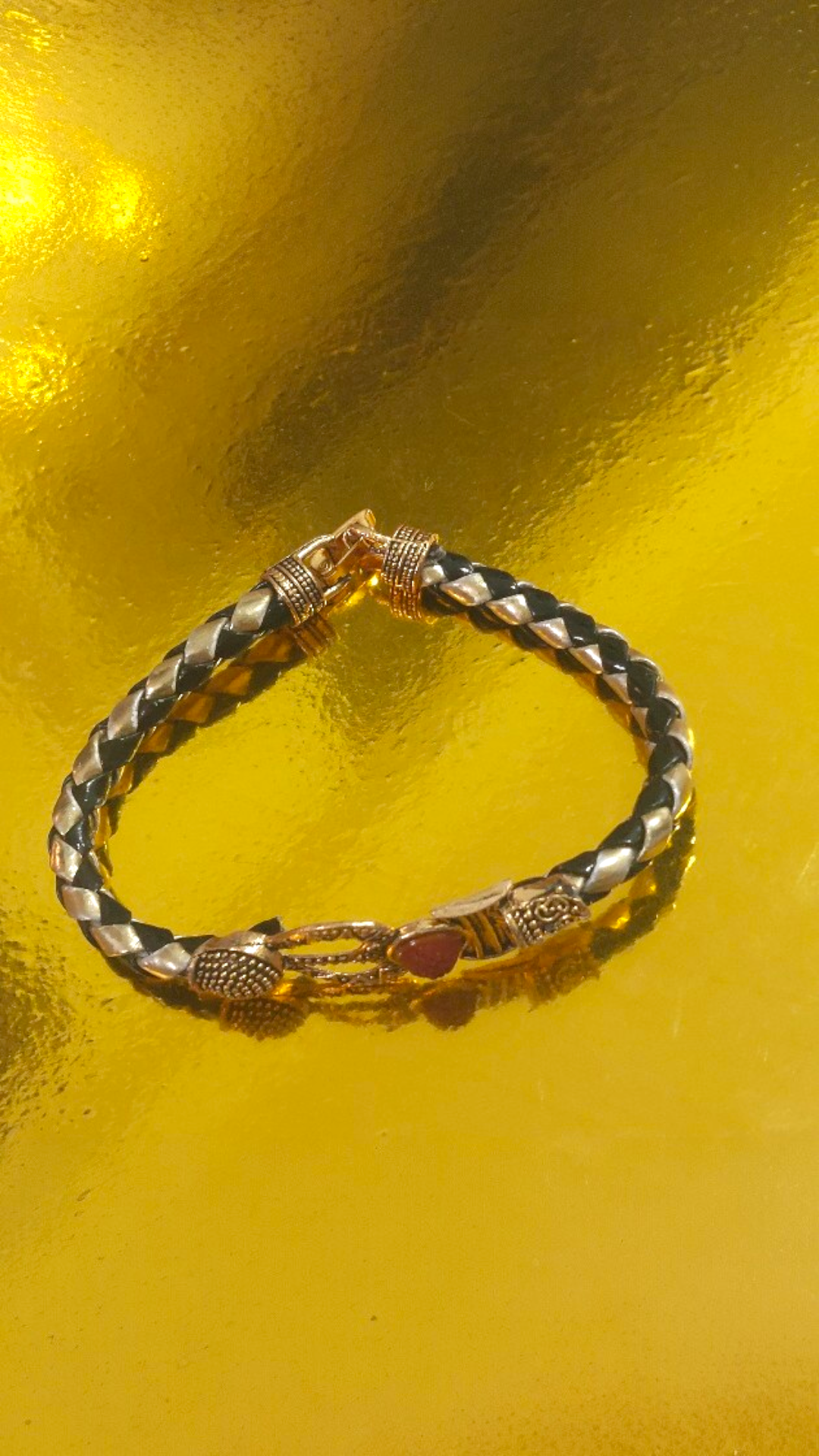 Trident Power Braided Shiva Bracelet - Golden