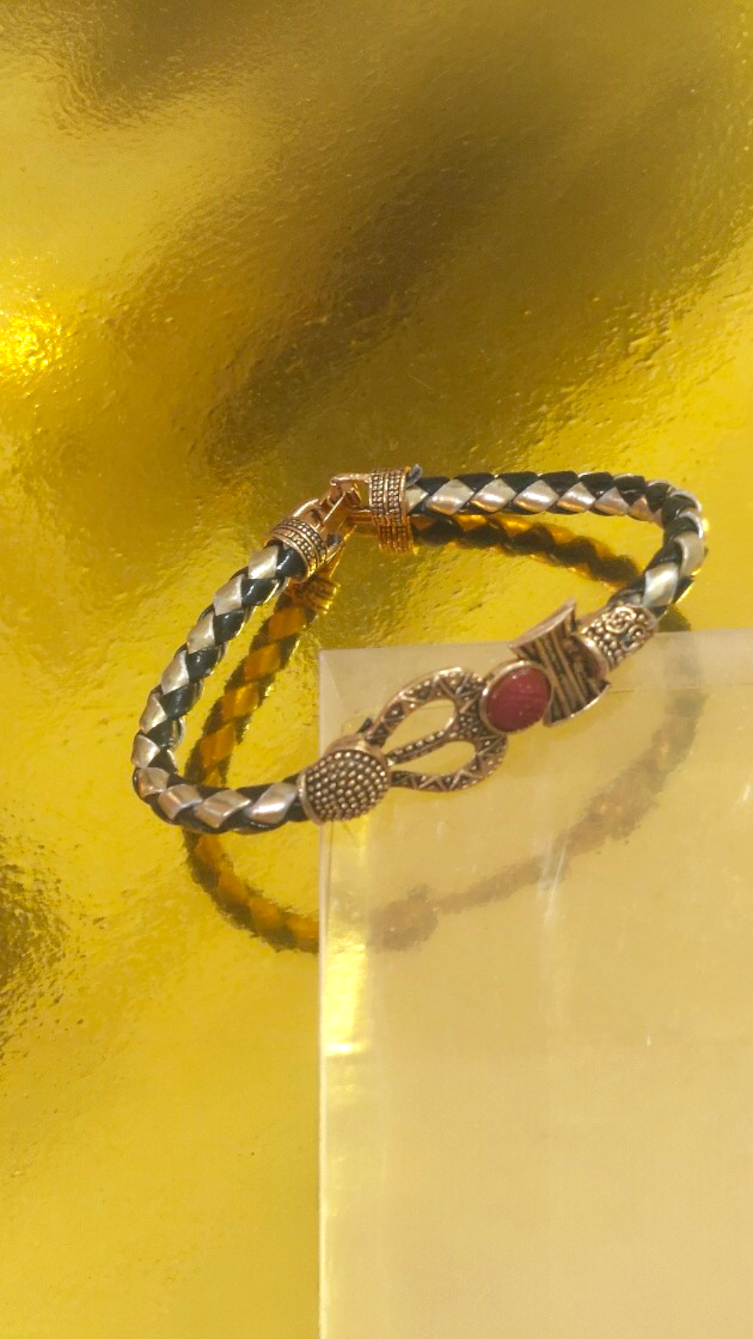 Trident Power Braided Shiva Bracelet - Golden