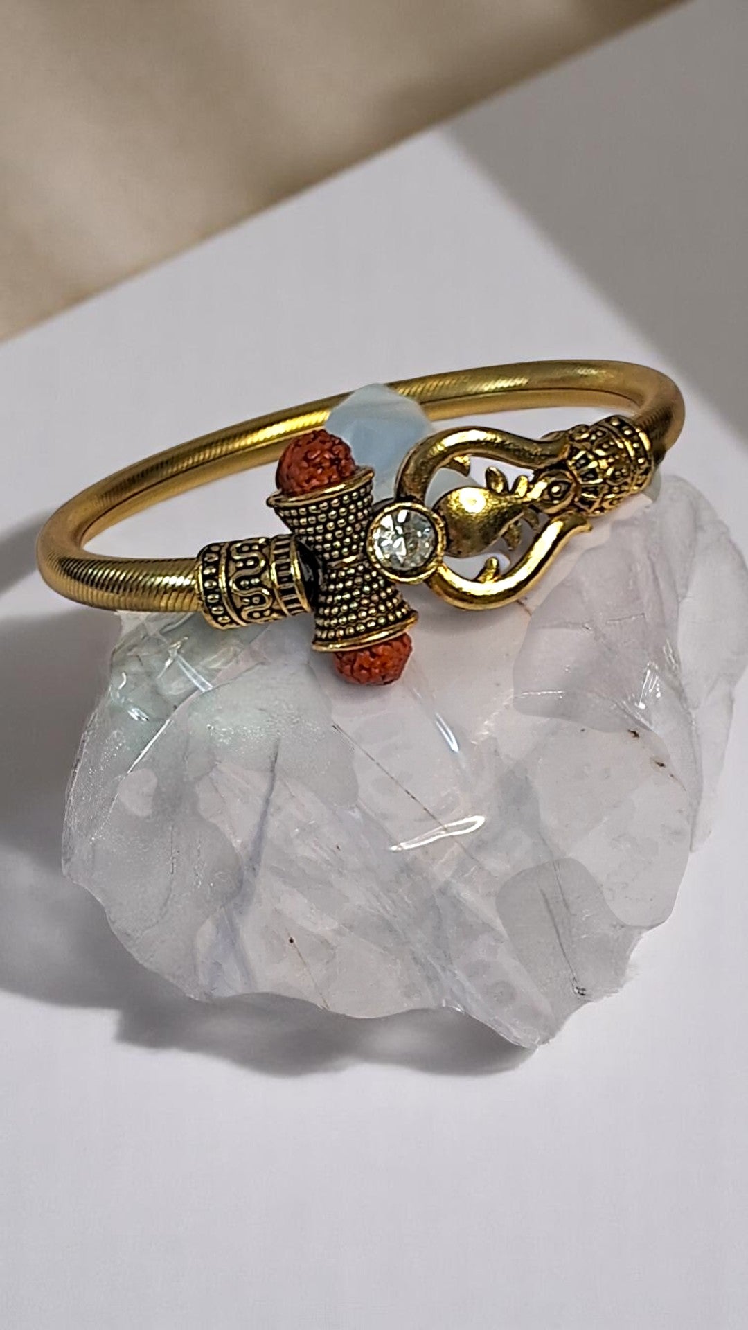 Rudraksha & Trishul Kada Bracelet for Men - Golden