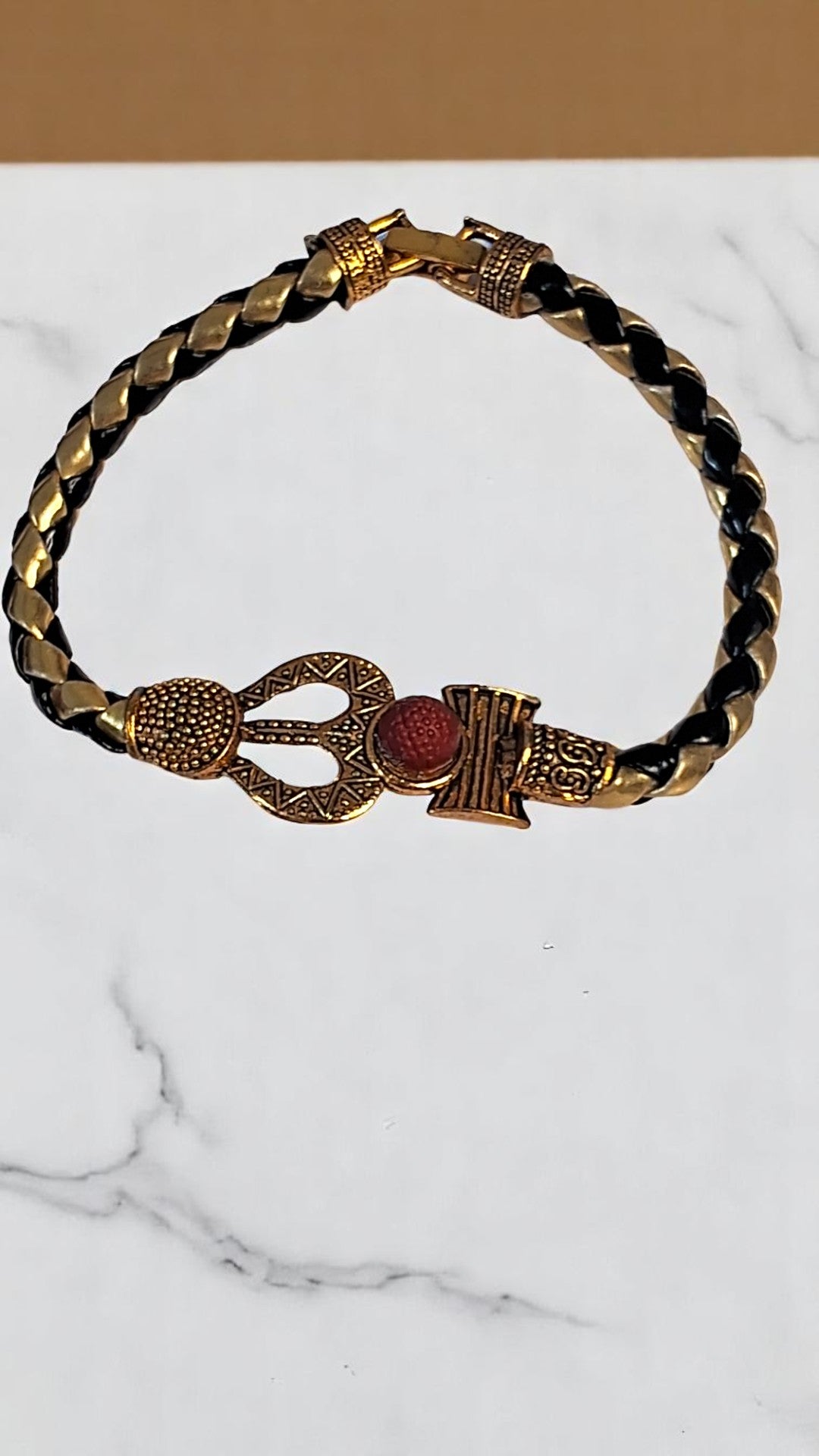 Trident Power Braided Shiva Bracelet - Golden