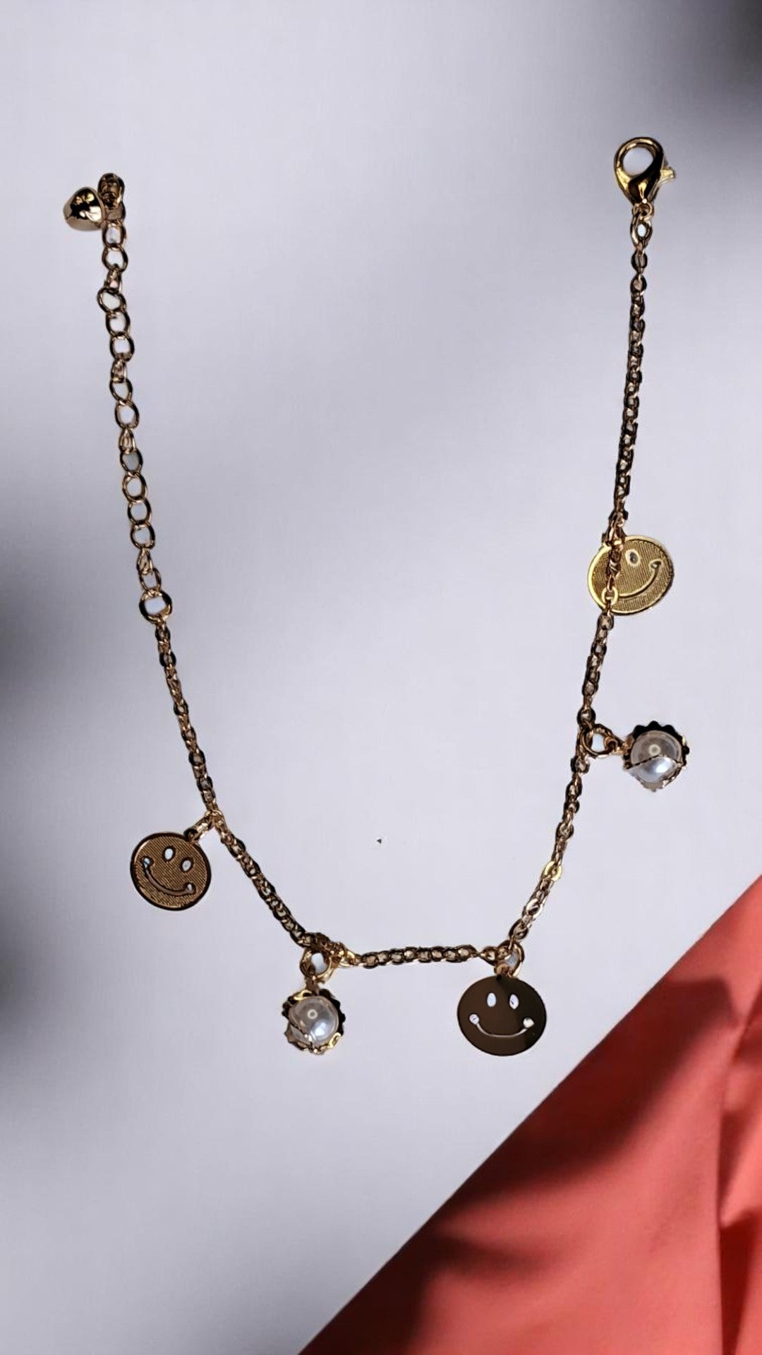 Smiley Pearl Charm Bracelet
