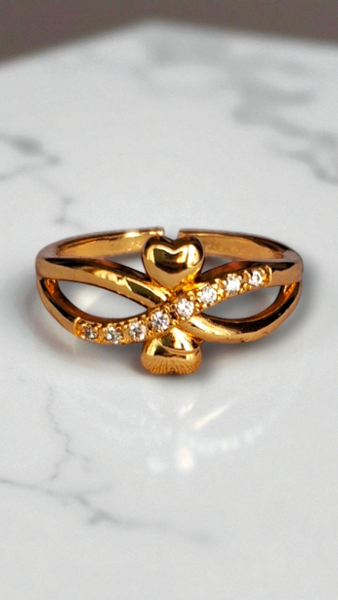 Heart Cross Sparkle Finger Ring