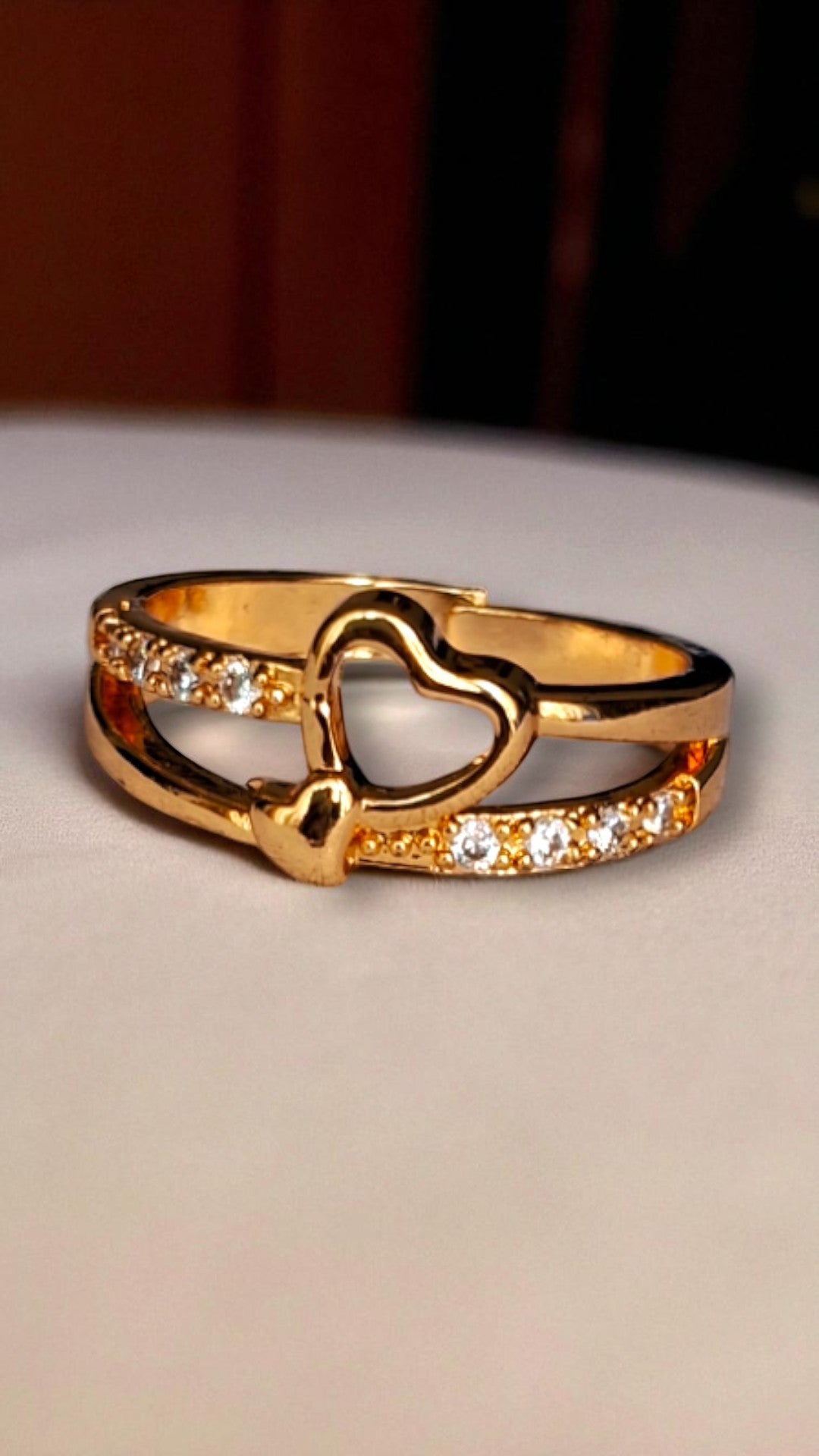 Twin Heart Charm Finger Ring