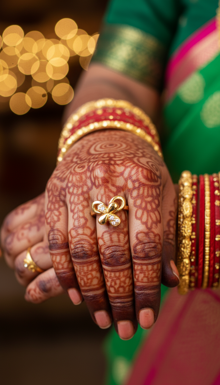 Golden Butterfly Charm Finger Ring