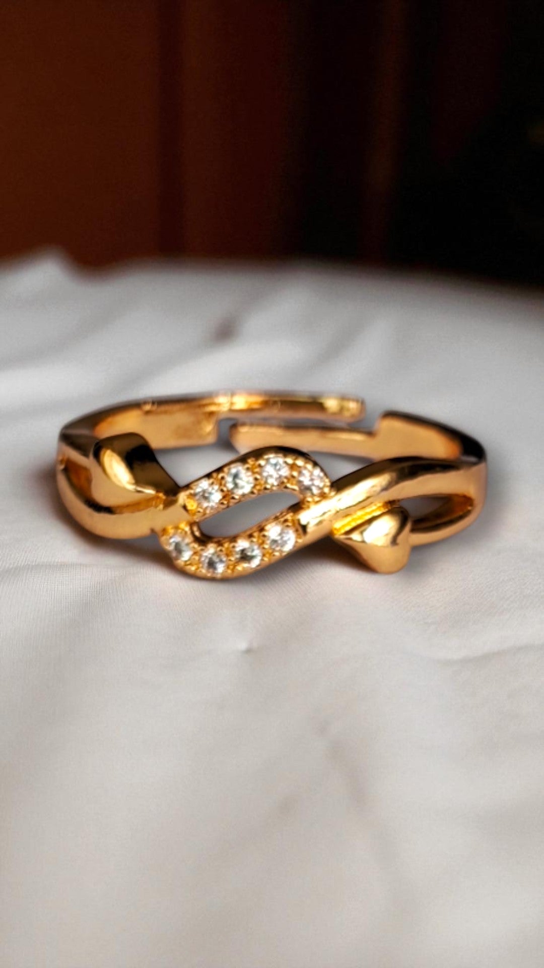 Golden Infinity Charm Finger Ring