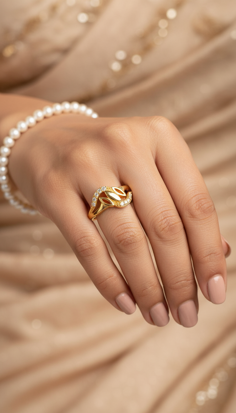 Golden Vine Whisper Finger Ring
