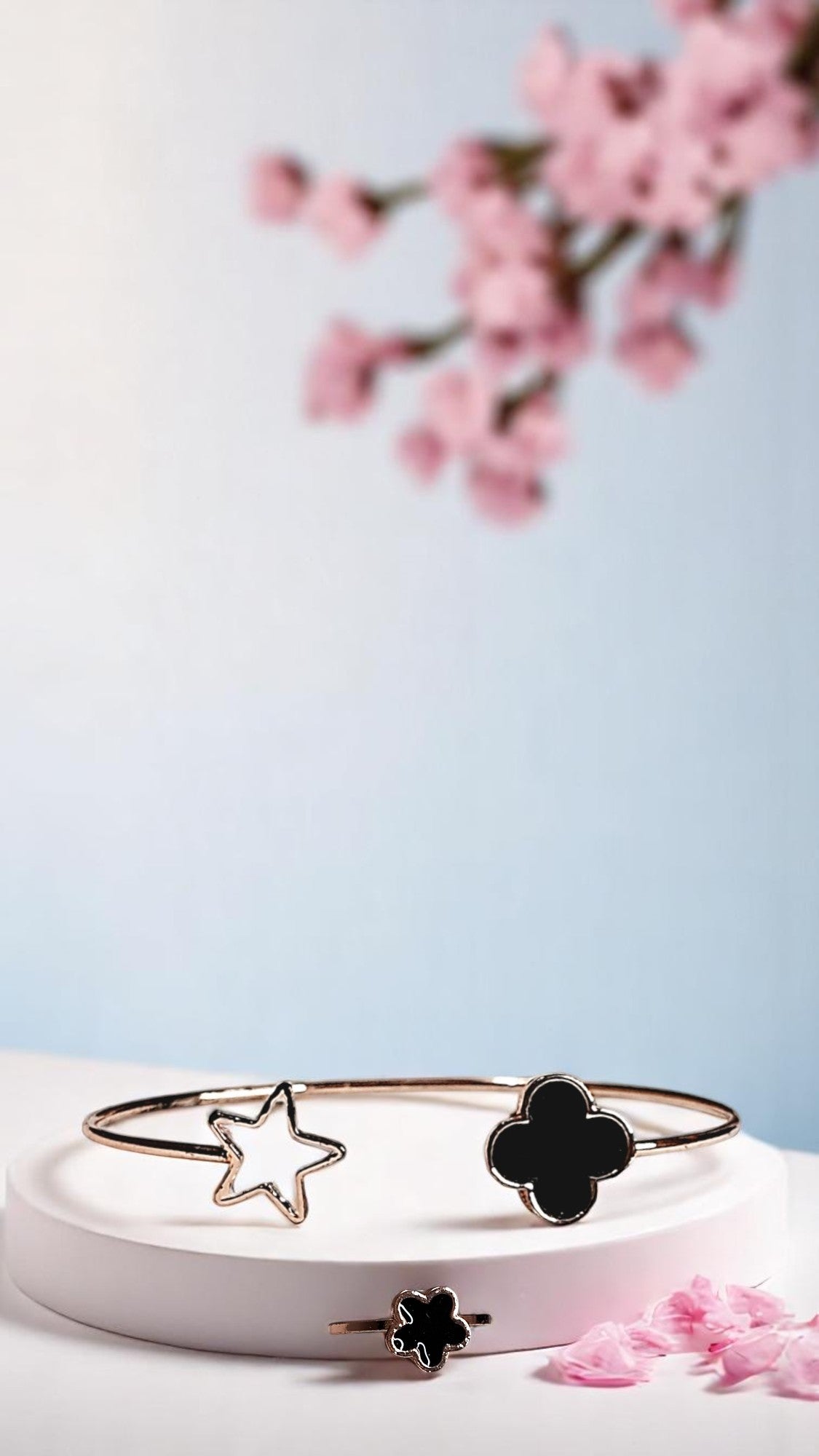 Korean Star & Blossom Bracelet & Ring Combo