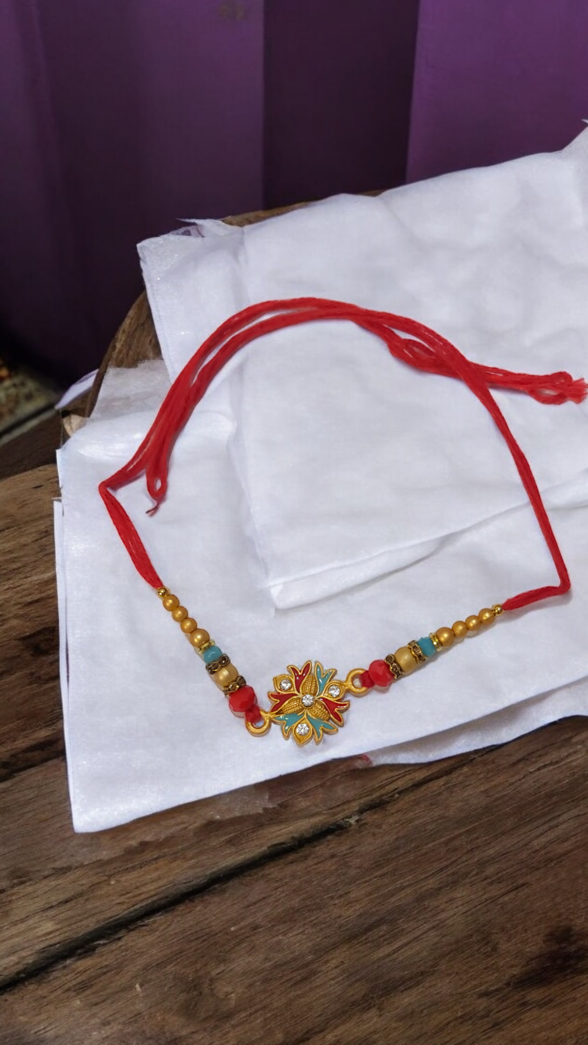 Red Blue Flower Rakhi