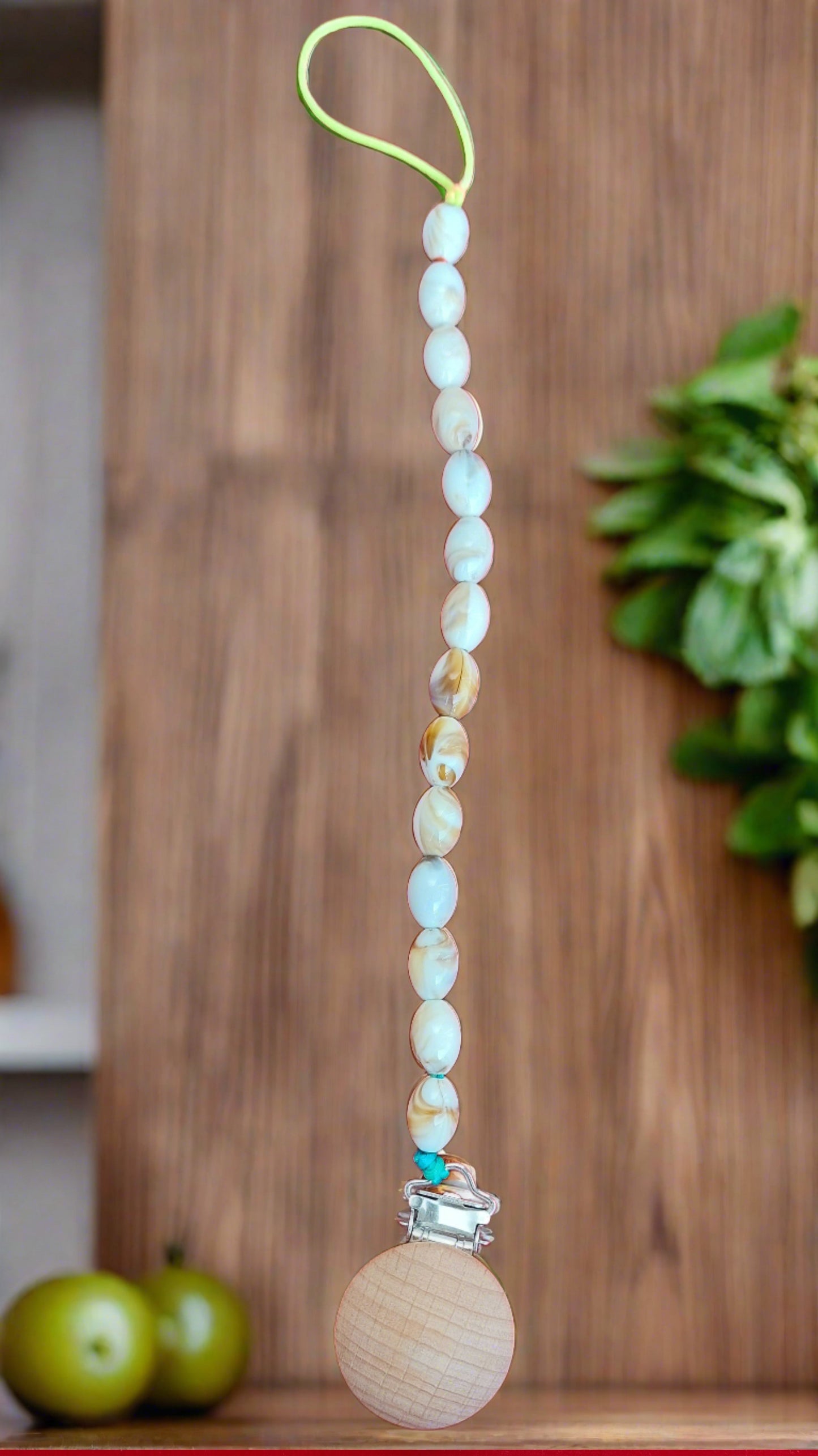 Seashell Acrylic Beads Pacifier Clip