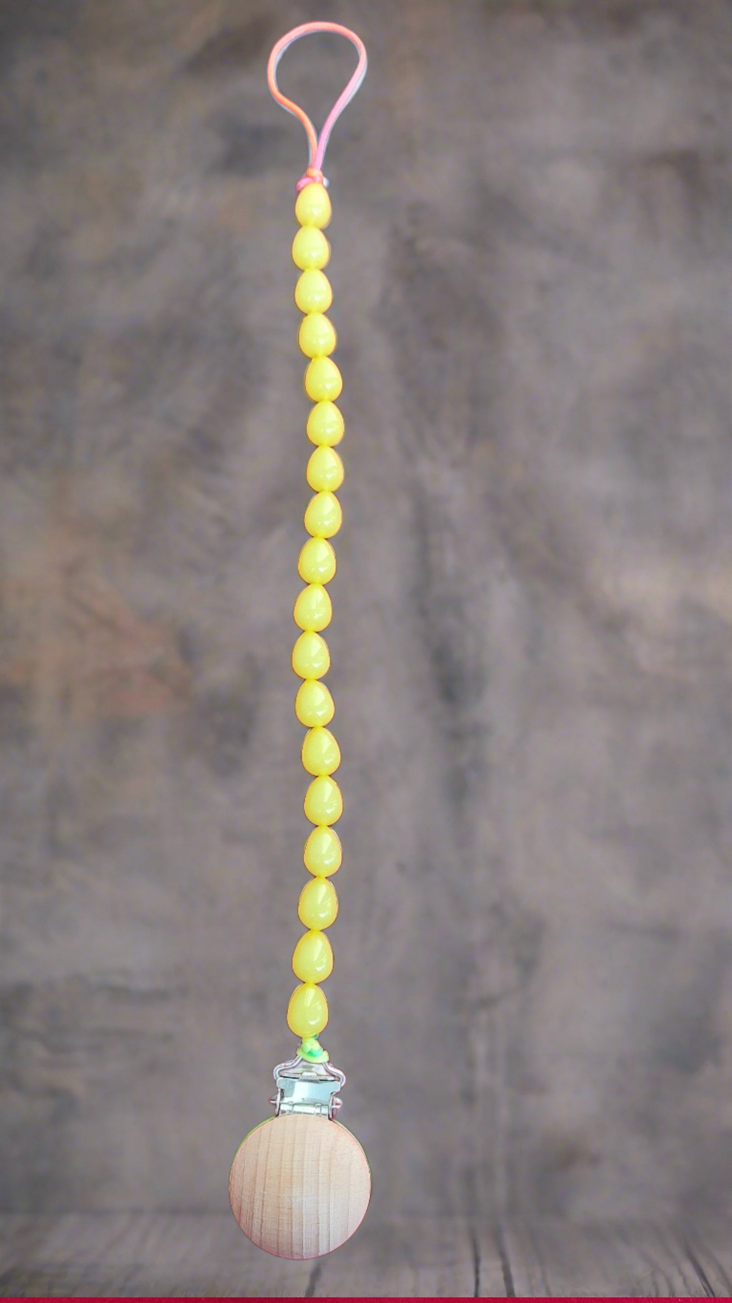 Yellow Acrylic Beads Pacifier Clip