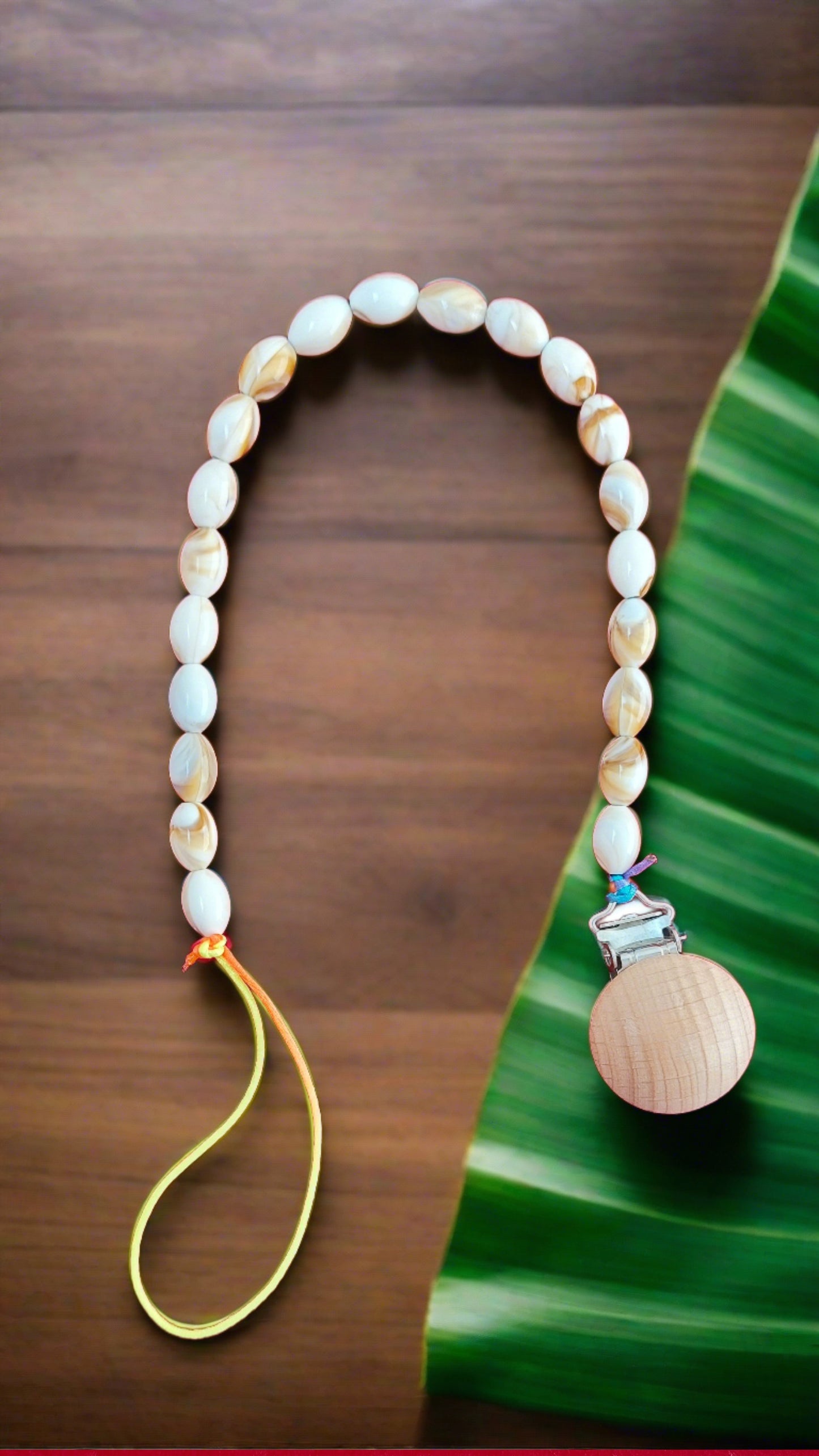 Seashell Acrylic Beads Pacifier Clip