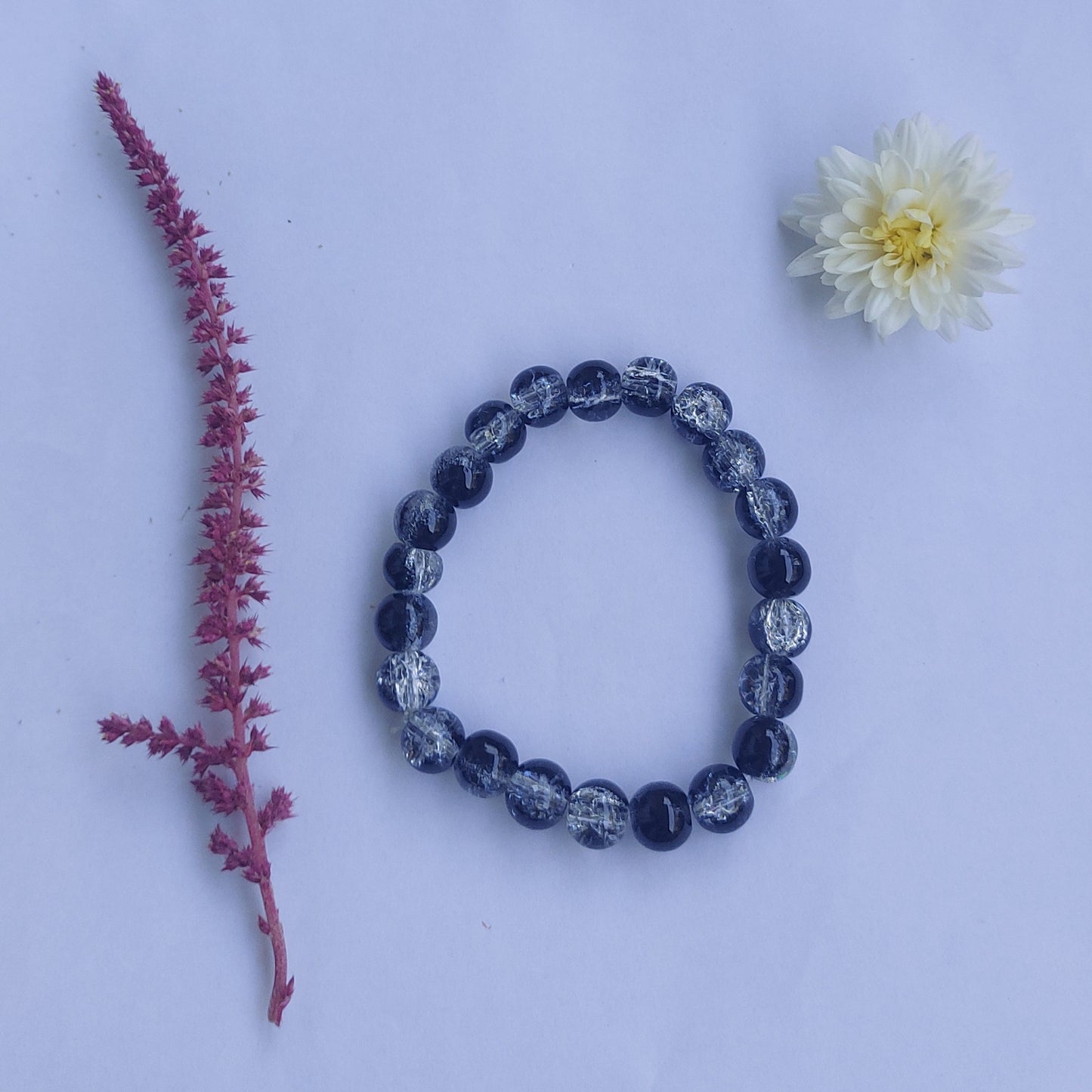 Black Dual Colored Crystal Beads Bracelet