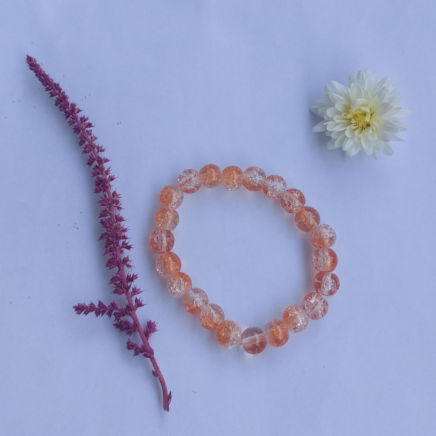 Orange Dual Colored Crystal Beads Bracelet