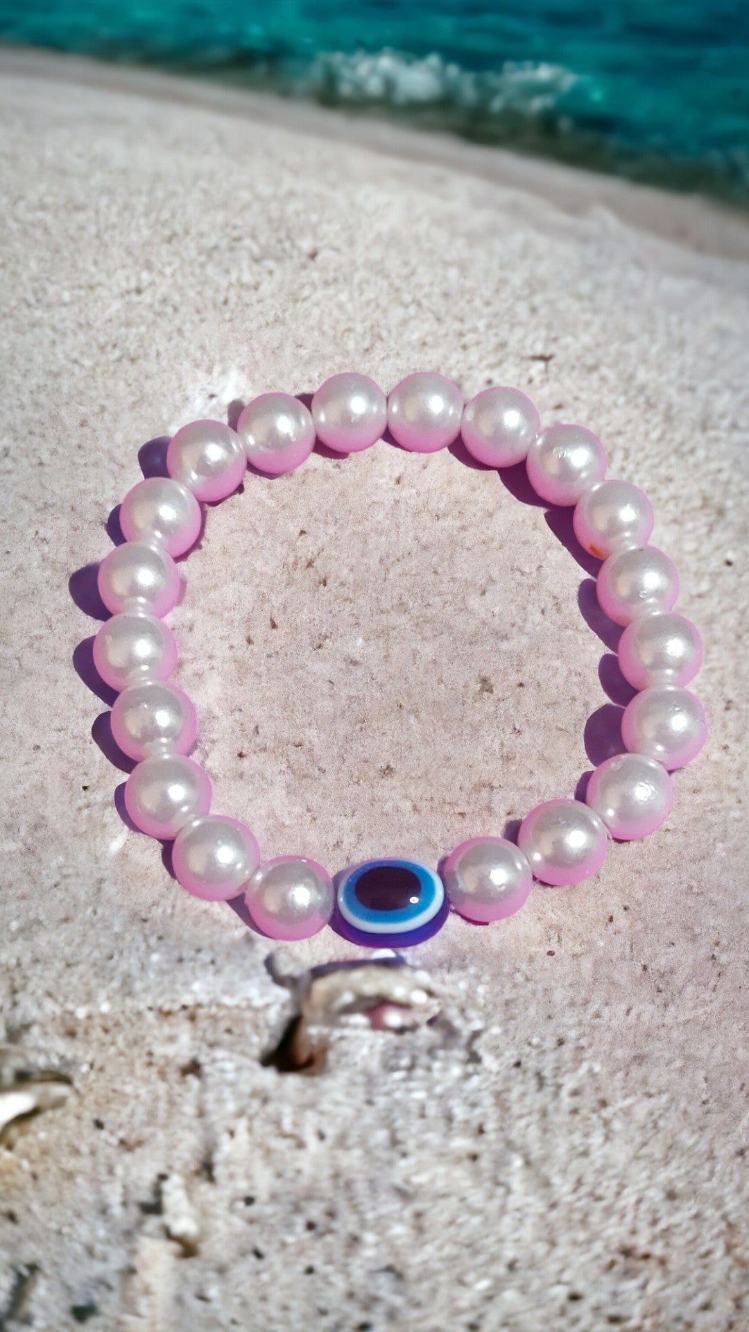 Evil Eye Pearl Bracelet White