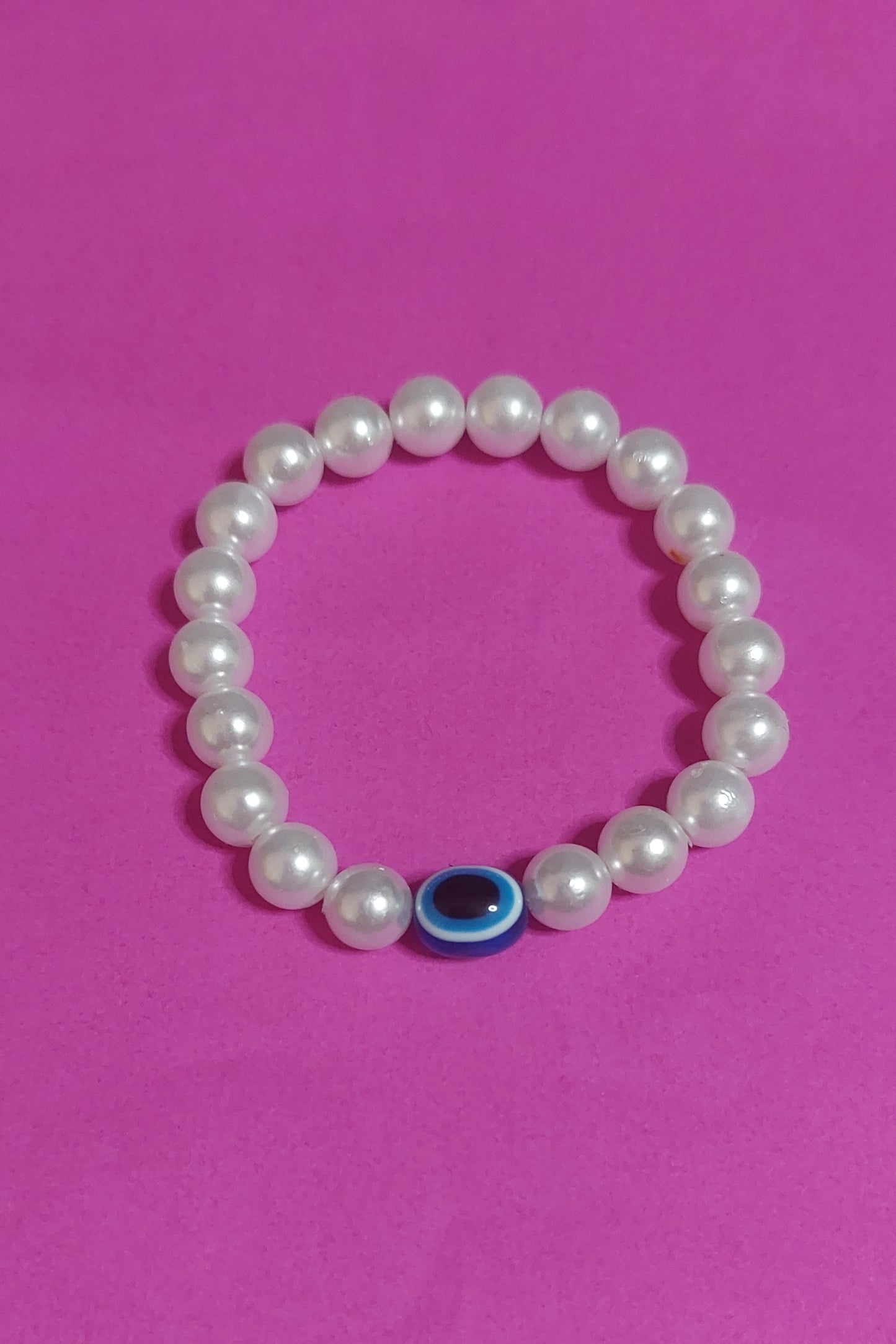 Evil Eye Pearl Bracelet White