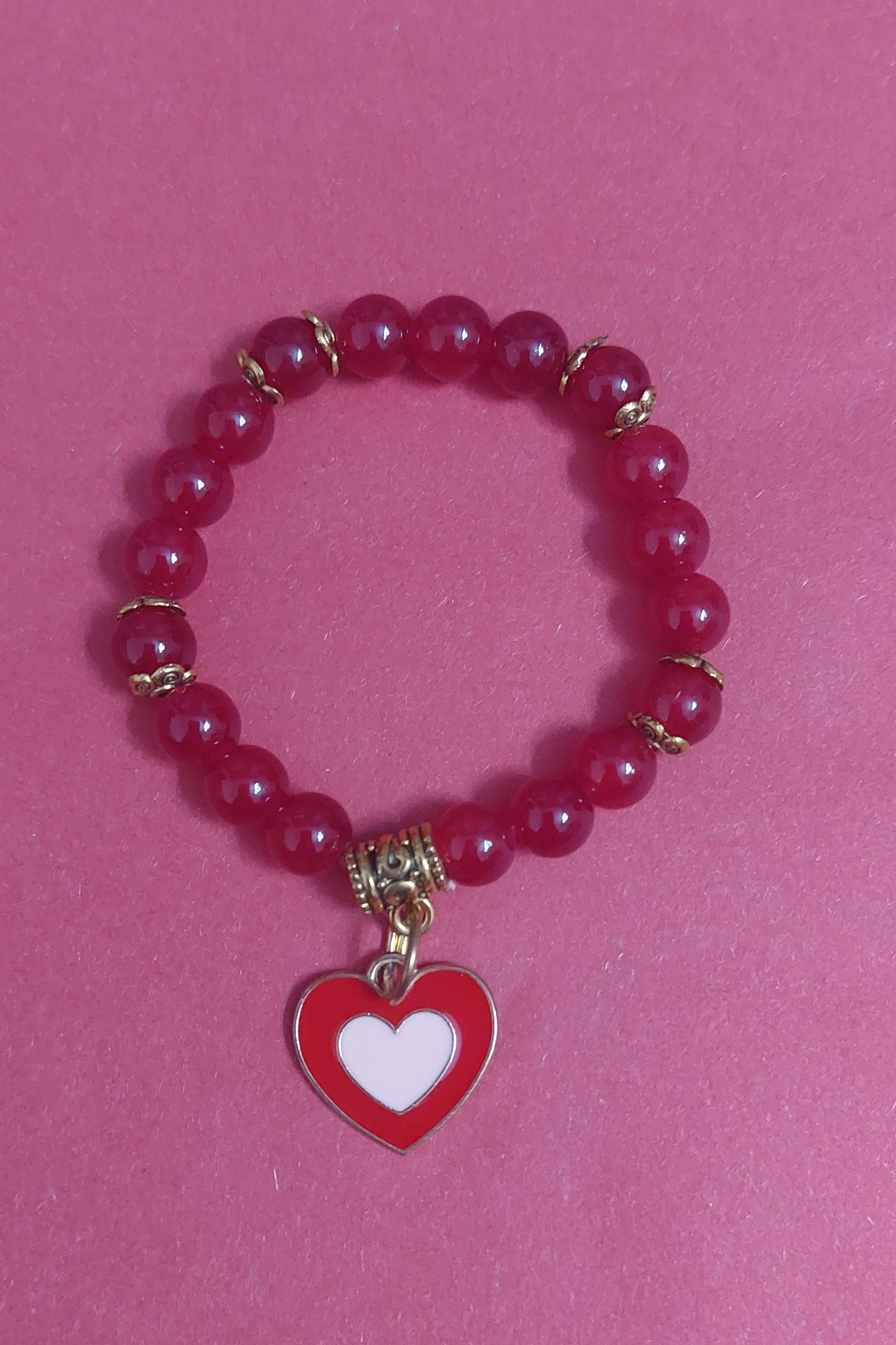 Heart Charm Red Beads Designer Bracelet