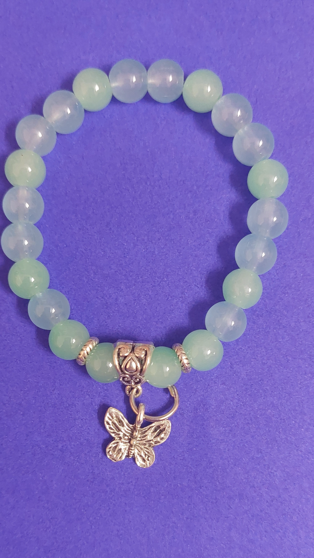 Butterfly Charm Blue Green Beads Designer Bracelet