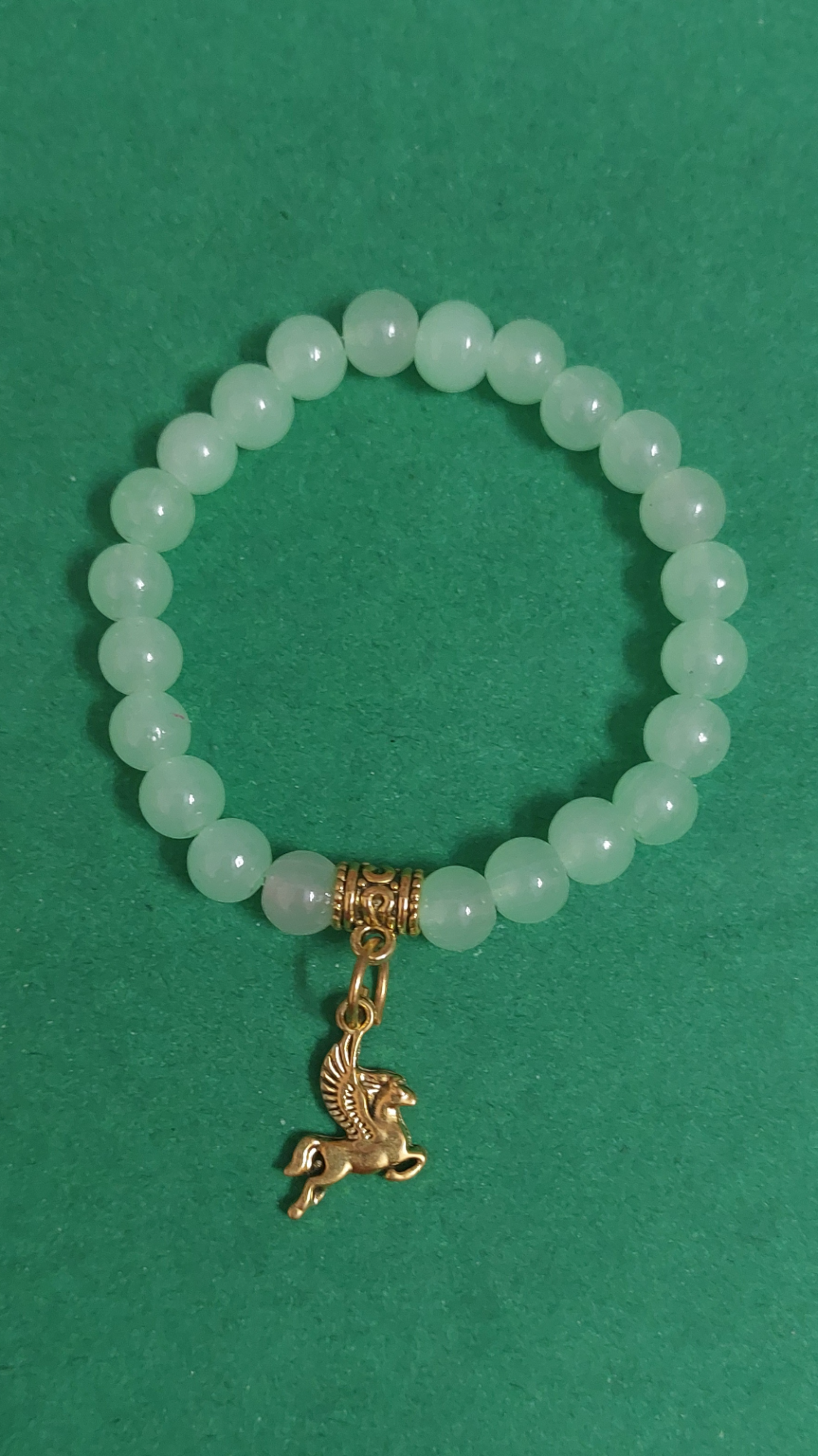 Unicorn Charm Green Beads Designer Bracelet