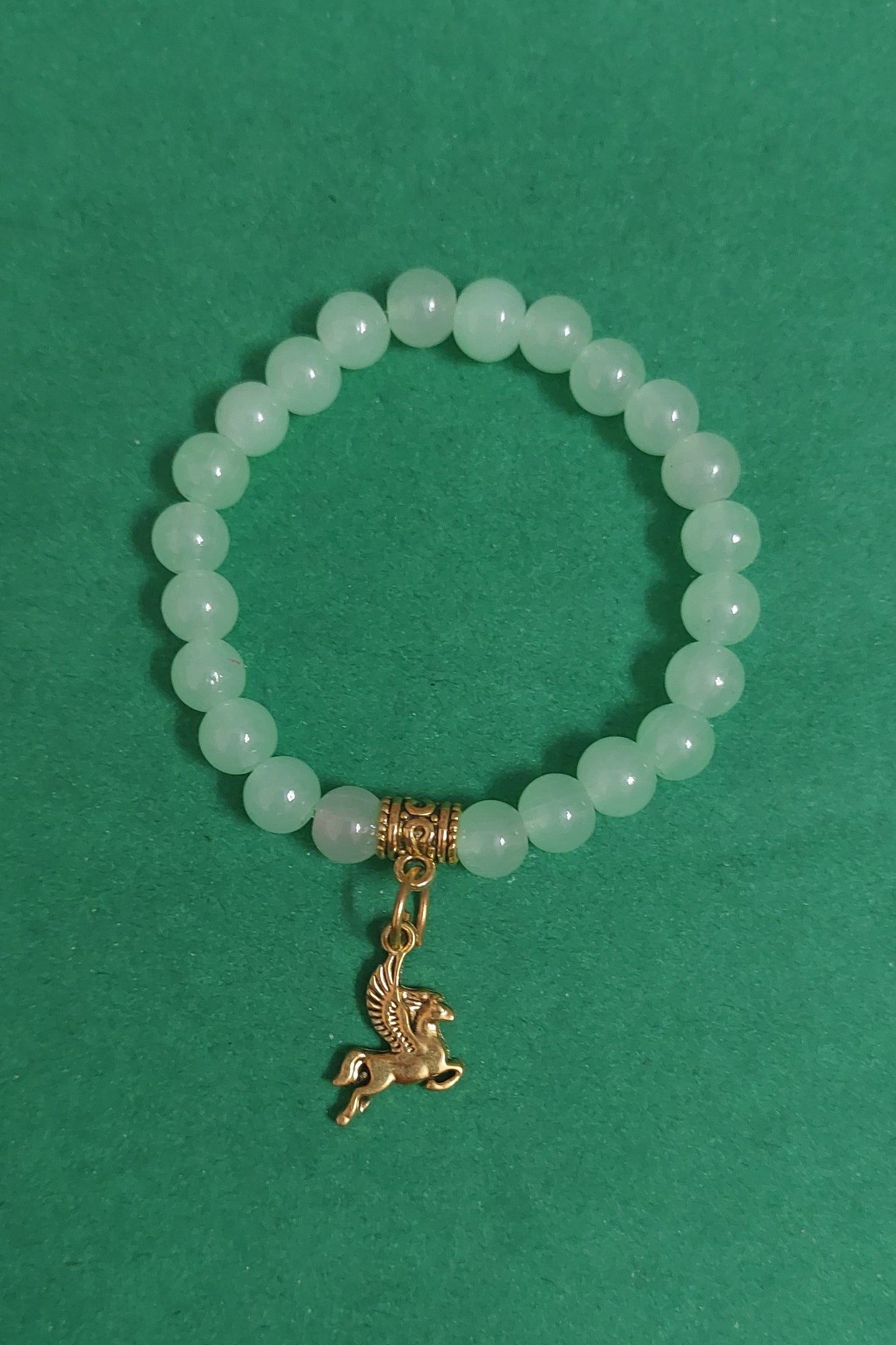 Unicorn Charm Green Beads Designer Bracelet