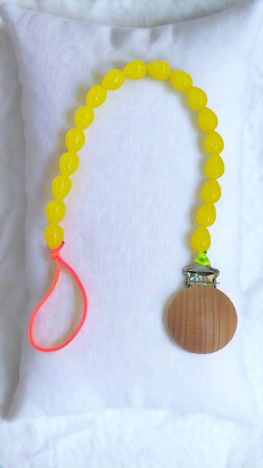 Yellow Acrylic Beads Pacifier Clip