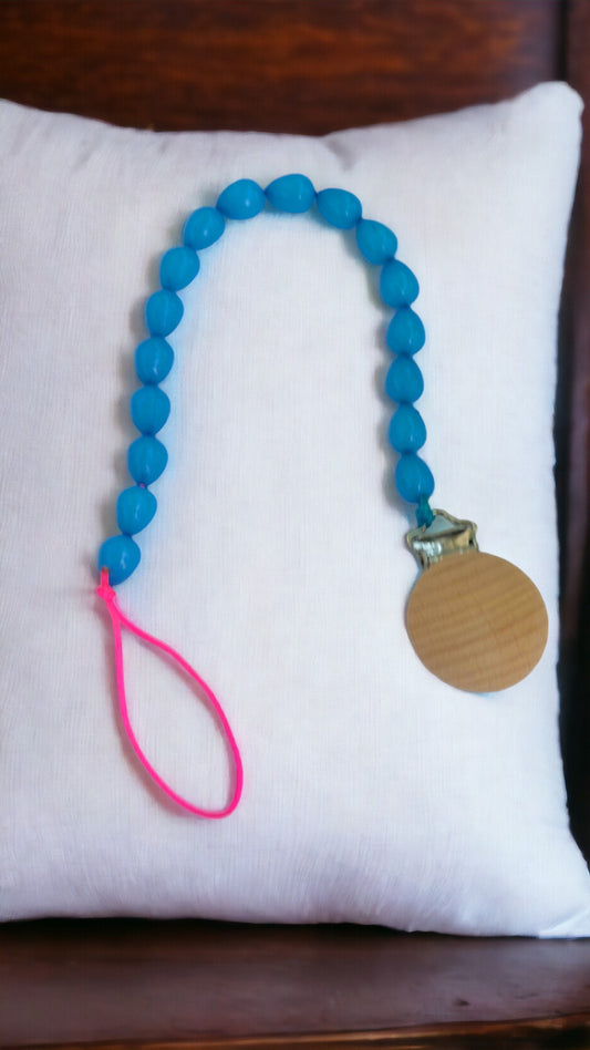 Blue Acrylic Beads Pacifier Clip