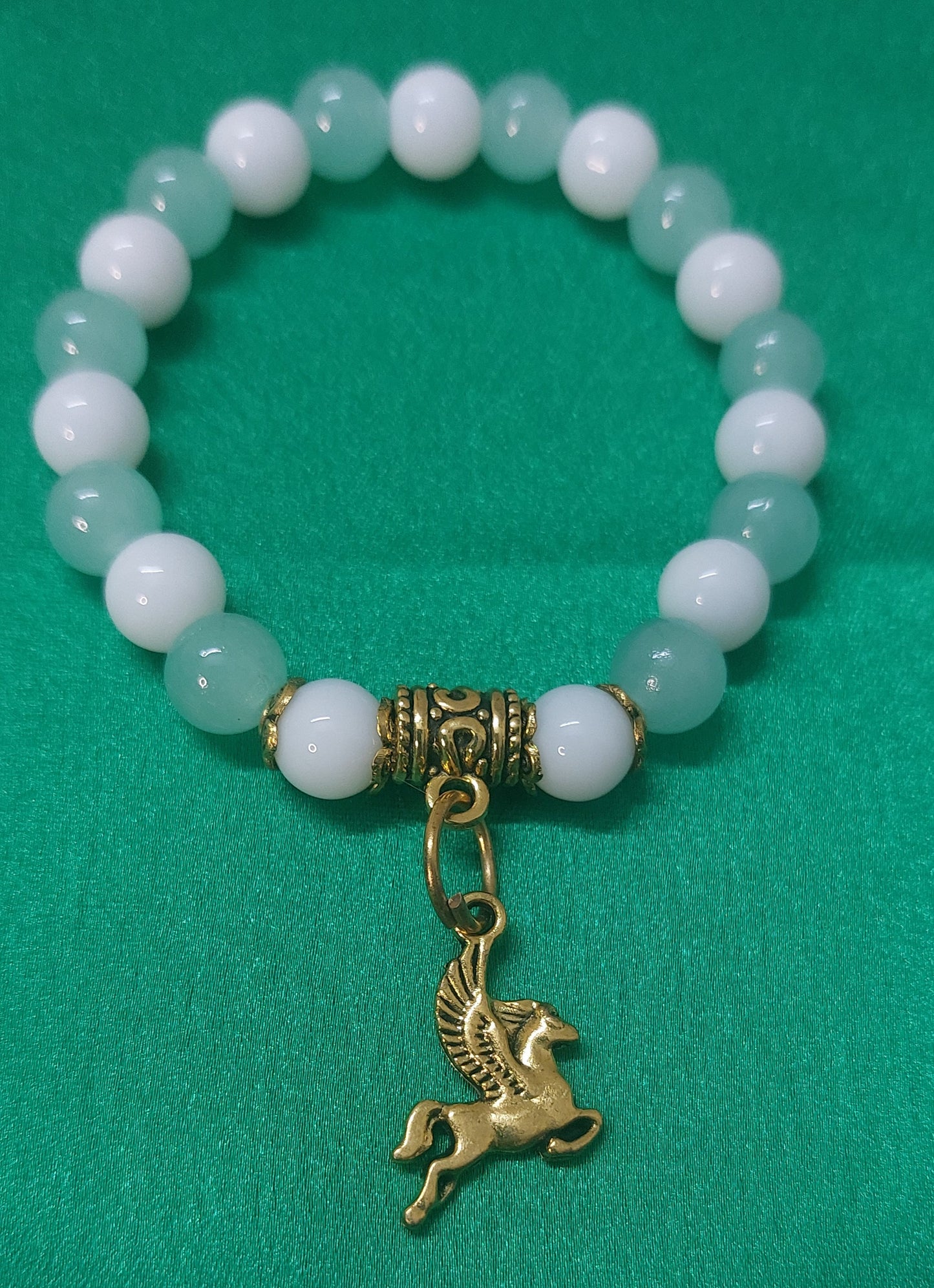 Unicorn Charm White Blue Beads Designer Bracelet