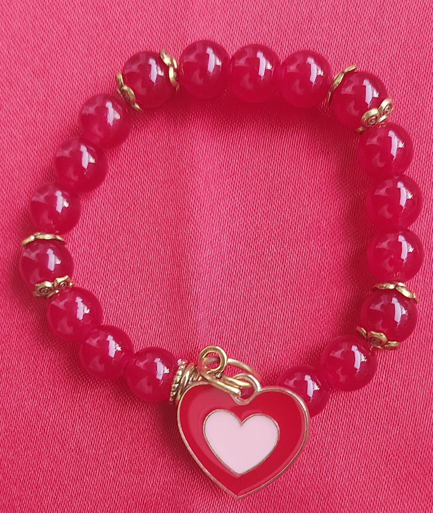 Heart Charm Red Beads Designer Bracelet