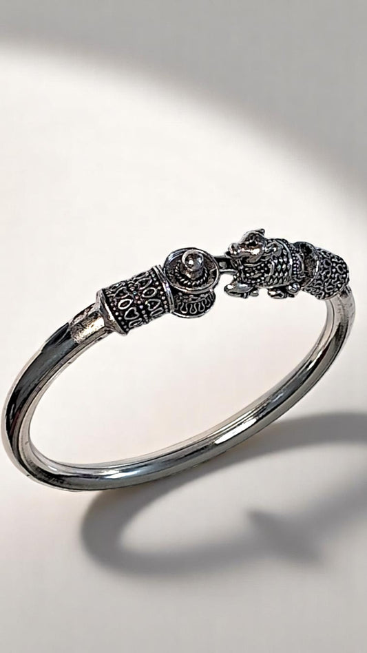Divine Strength Bracelet – Nandi & Shivalinga Bracelet for Men - Silver
