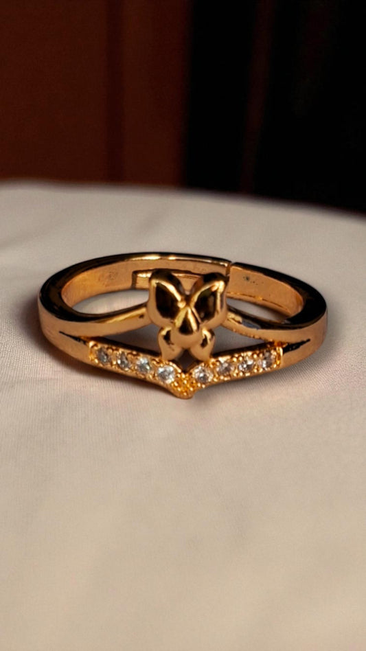 Golden Butterfly Finger Ring