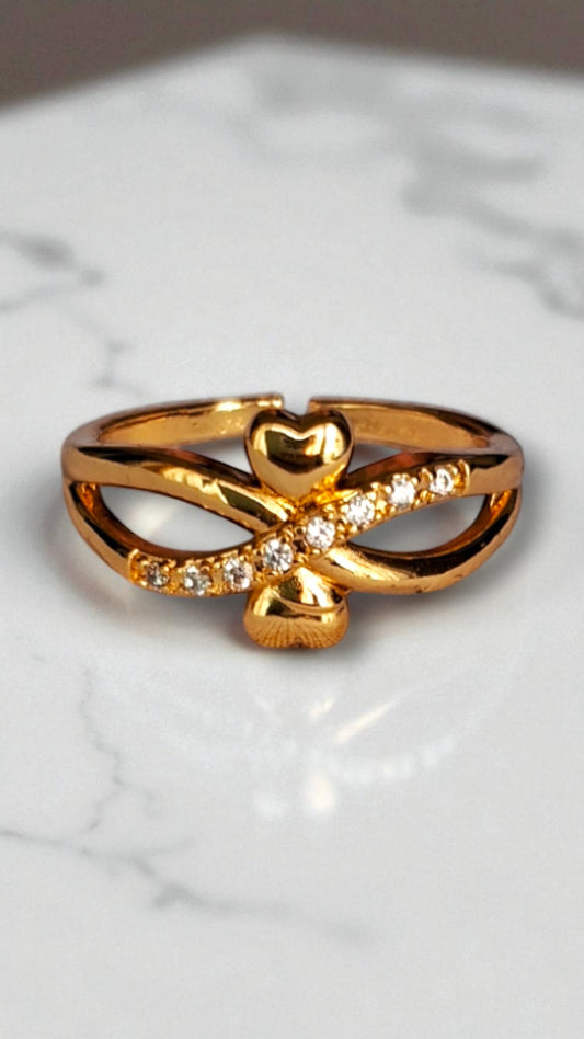 Heart Cross Sparkle Finger Ring