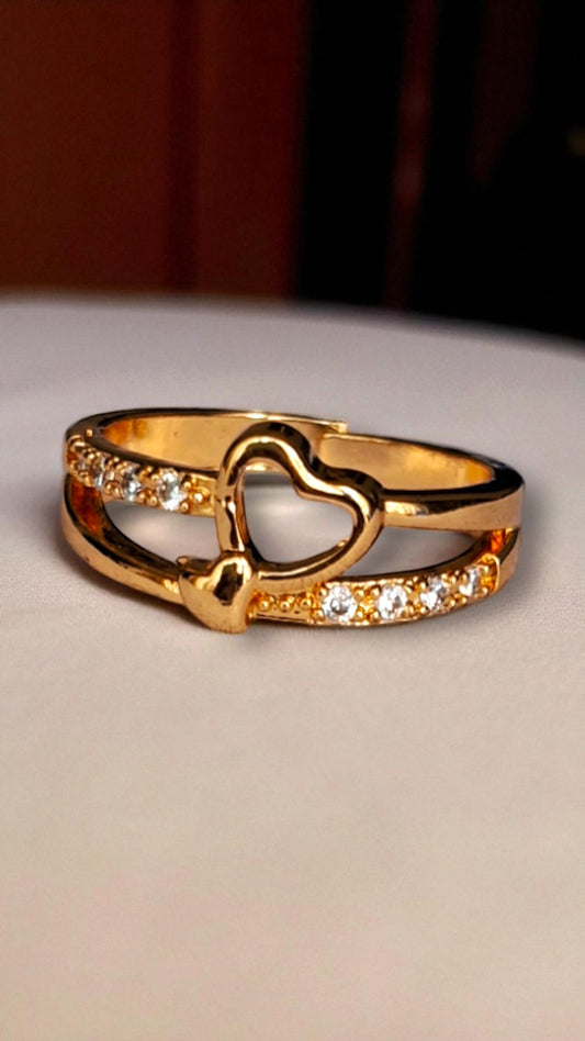 Twin Heart Charm Finger Ring