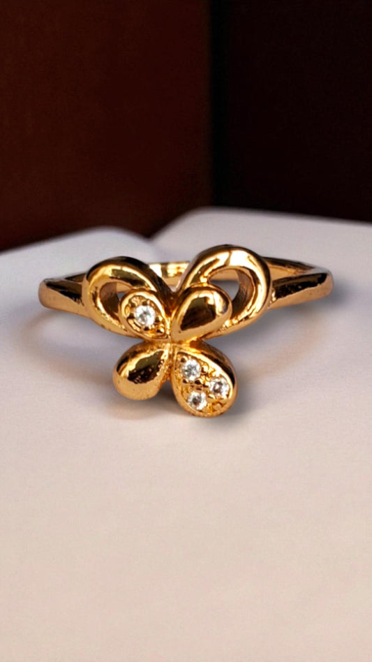 Golden Butterfly Charm Finger Ring