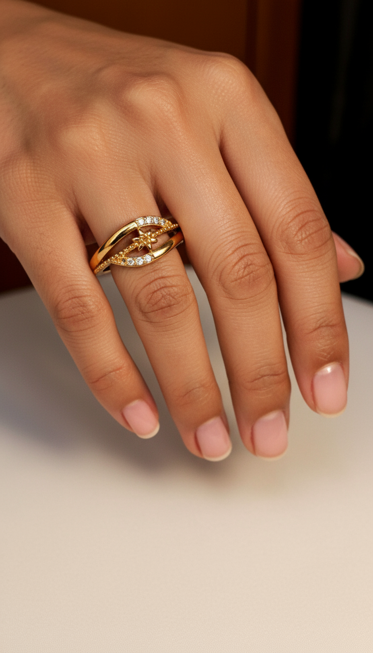 Golden Star Elegance Finger Ring