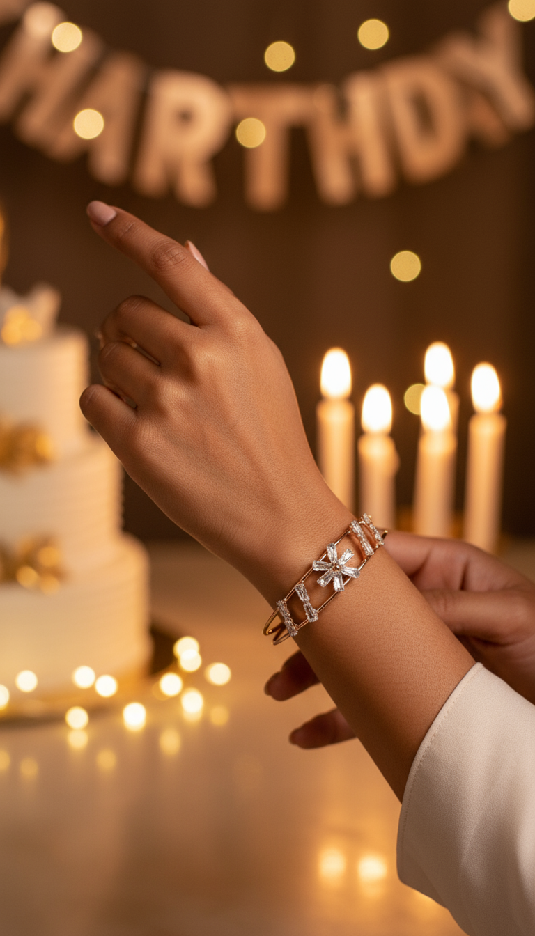 Golden Crystal Blossom Bracelet