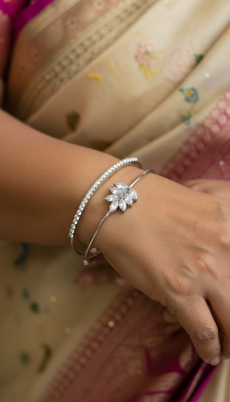 Silver Crystal Bloom Bracelet