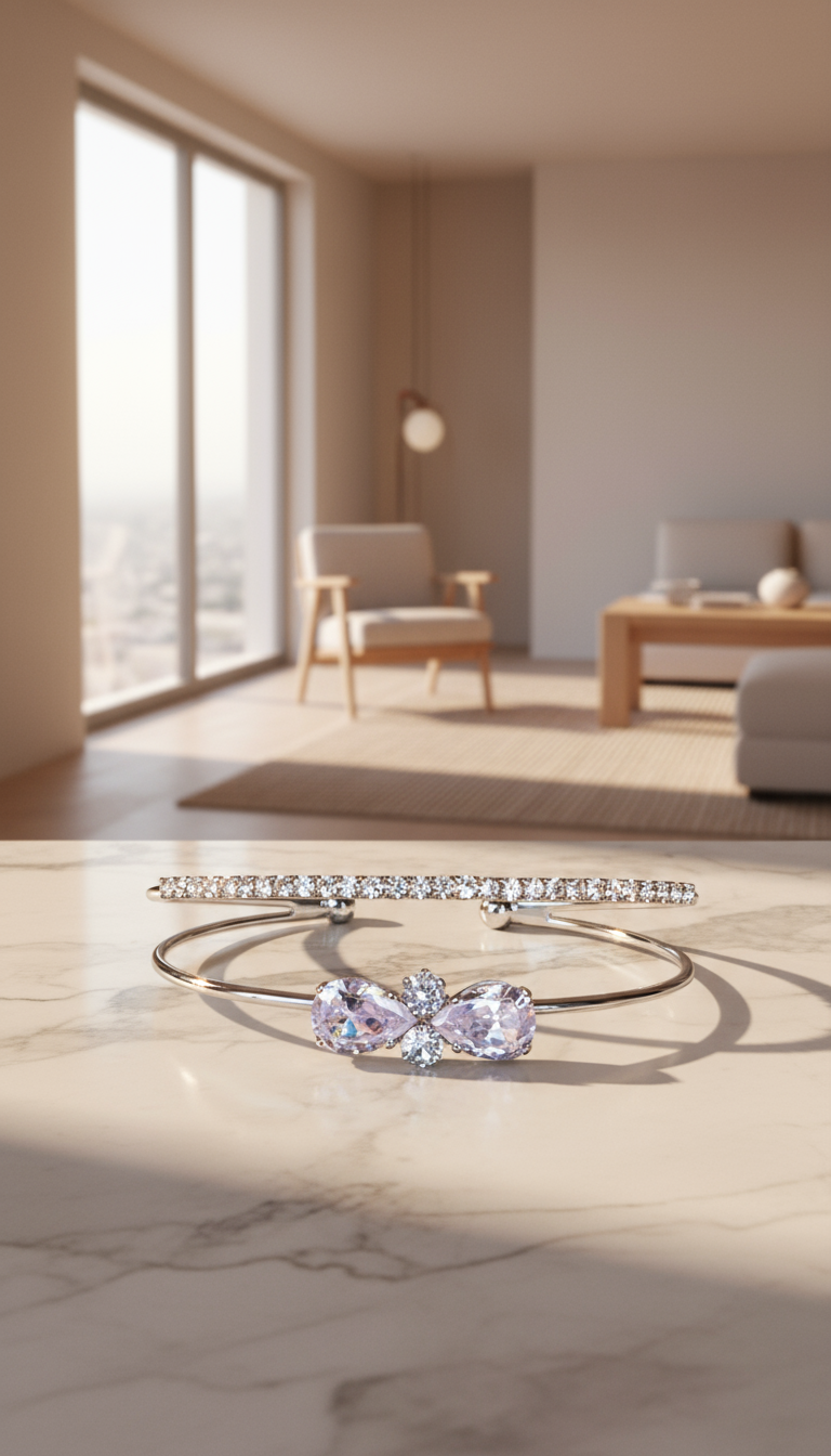 Silver Crystal Butterfly Bracelet