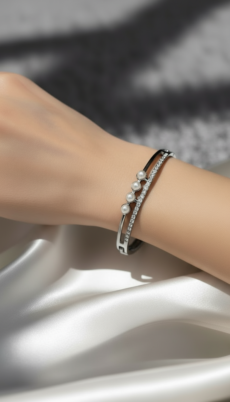 Silver Pearl Elegance Bracelet