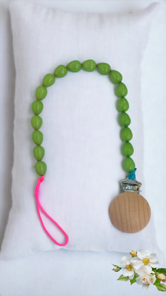 Green Acrylic Beads Pacifier Clip