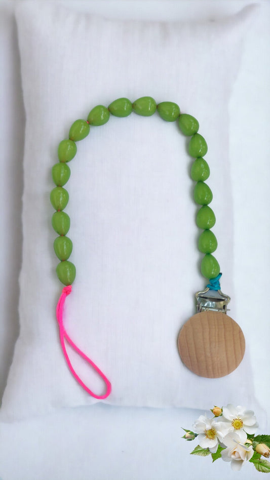 Green Acrylic Beads Pacifier Clip