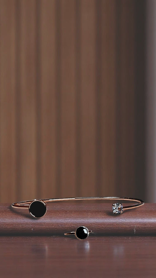 ⚫ Korean Classic Noir Bracelet & Ring Combo
