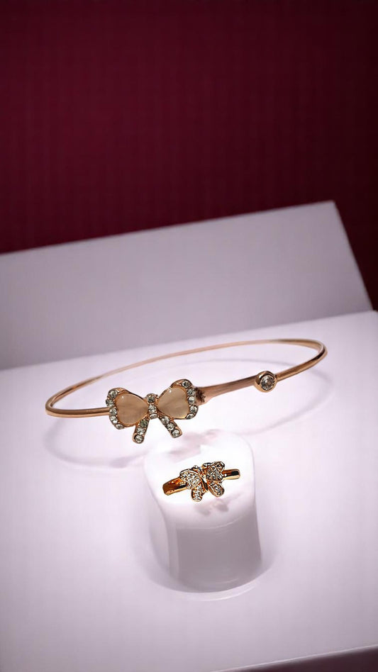 Korean Heart Bow Bracelet & Ring Combo