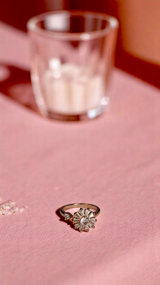 🌼 Radiant Bloom Crystal Ring 💖