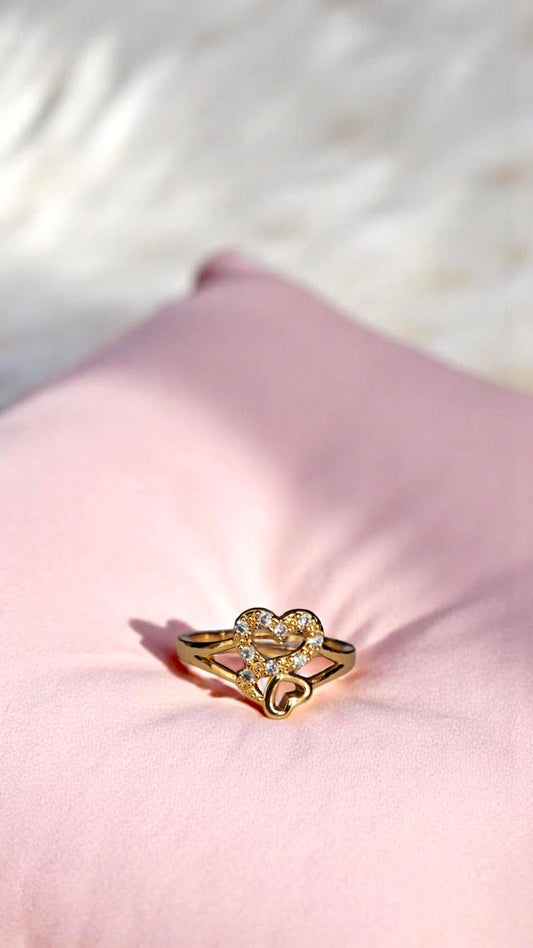 💗 Twin Hearts Sparkle Ring ✨