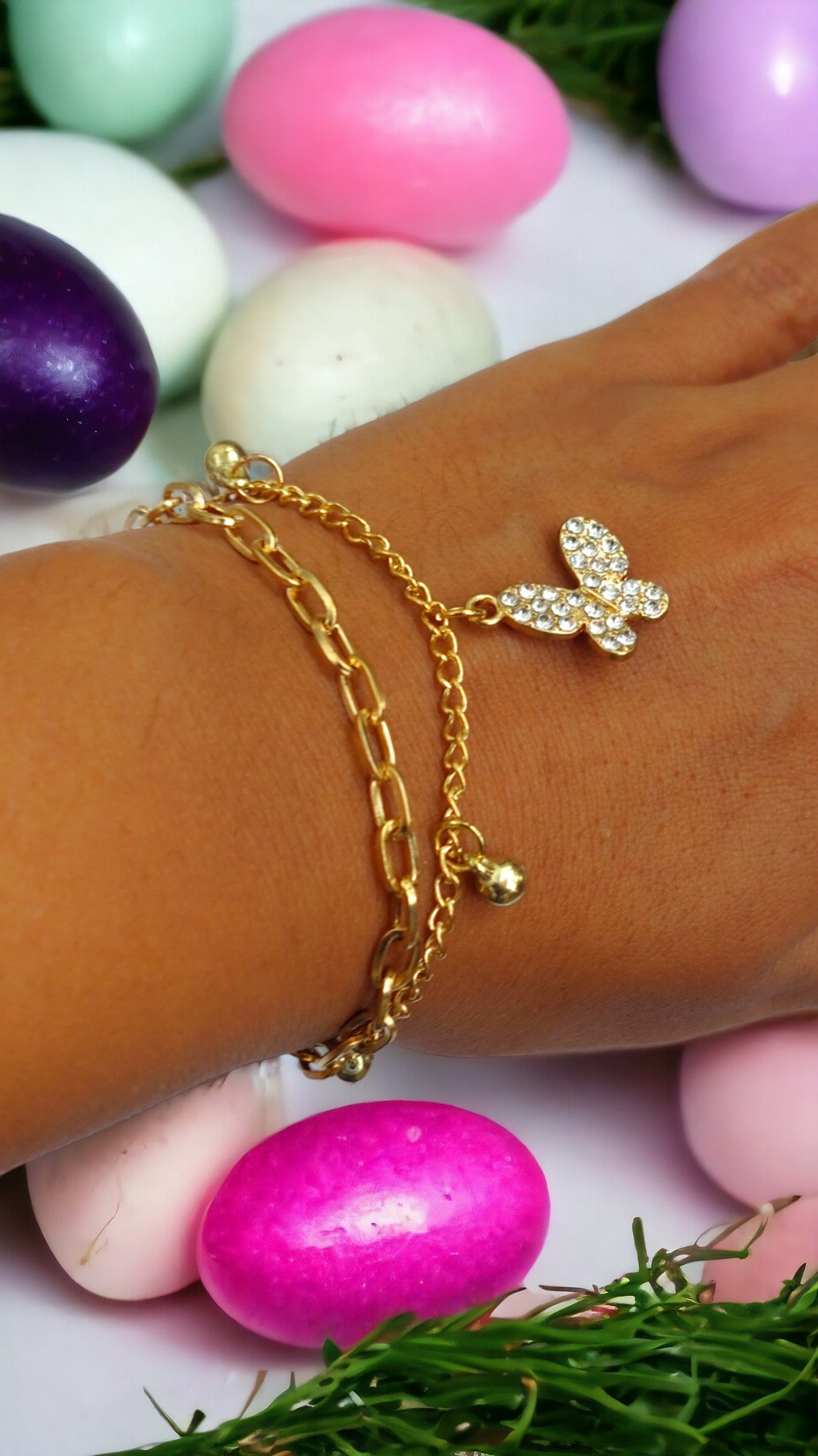 Butterfly Double Chain Bracelet